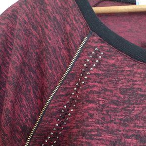 Lightweight Wine Colored Top w/ Zipper Embellishments